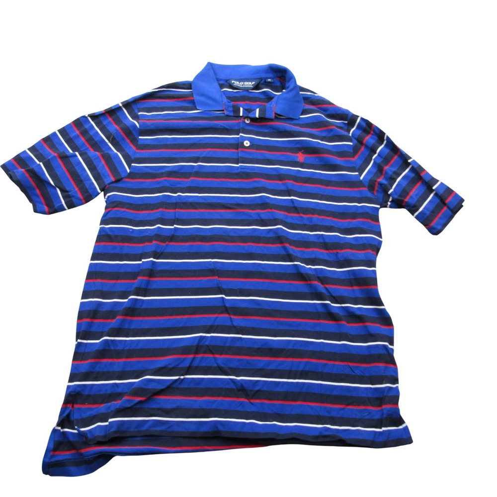 Polo Golf Ralph Lauren Men's Striped Polo Shirt Red Blue White Size‎ Medium